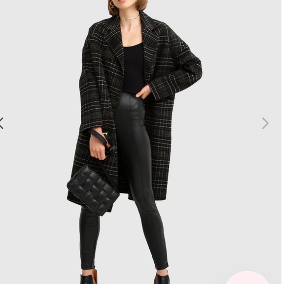Belle&Bloom Publisher Double-Breasted Wool Blend Coat - Black Plaid size L - Picture 6 of 8